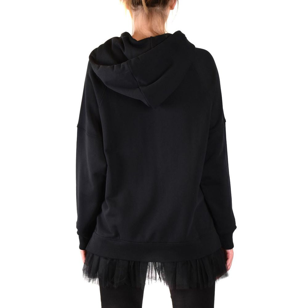 Elegant Hooded Sweatshirt with Tulle Detail