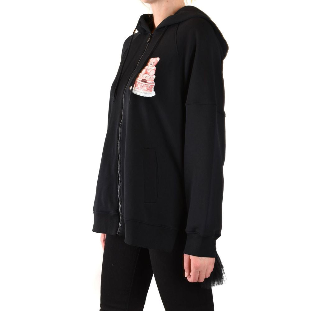 Elegant Hooded Sweatshirt with Tulle Detail