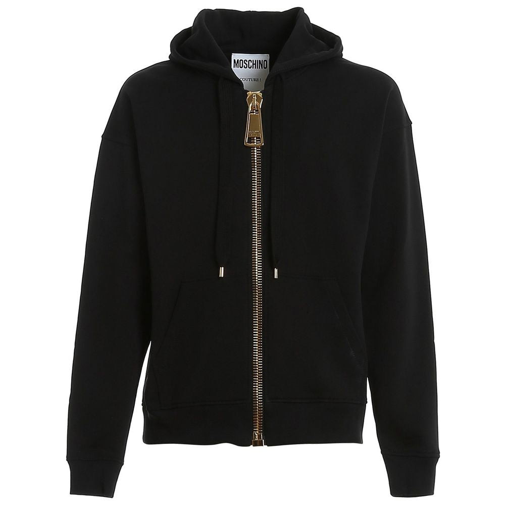 Elegant Hooded Cotton Sweatshirt with Golden Zip