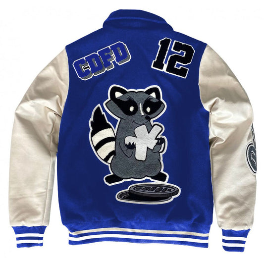 Varsity Elegance Cotton & Faux Leather Bomber Jacket