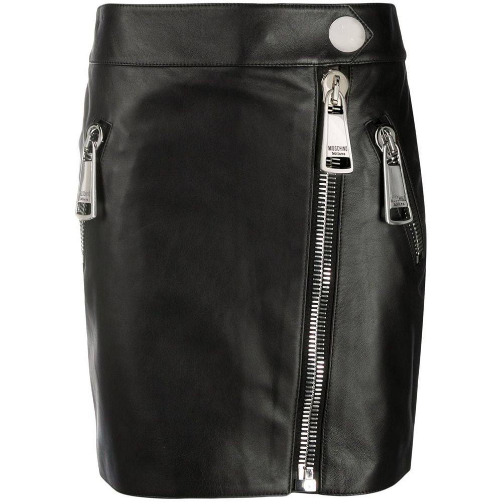 Chic Sheepskin Mini Skirt with Maxi Zip Detail