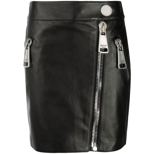 Chic Sheepskin Mini Skirt with Maxi Zip Detail