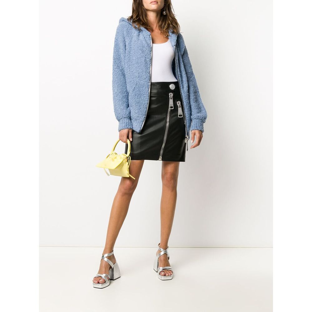 Chic Sheepskin Mini Skirt with Maxi Zip Detail