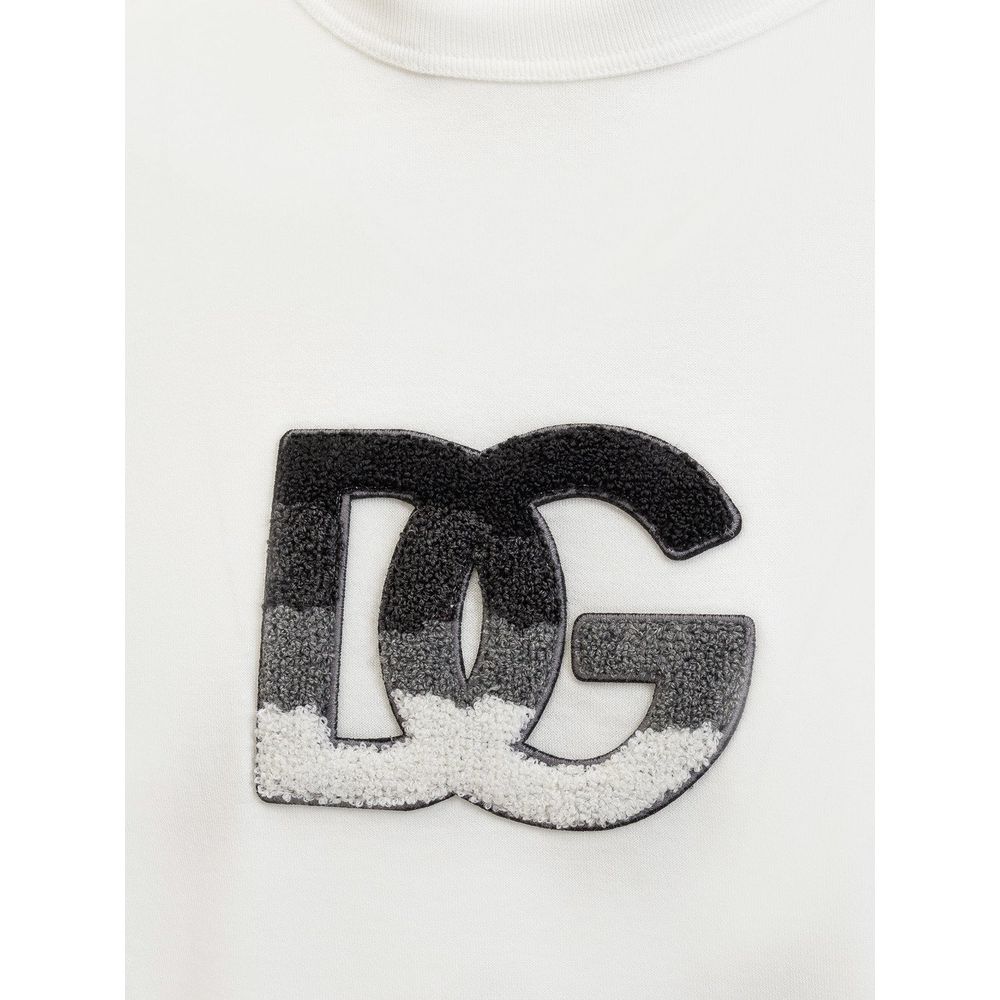 Embossed Logo White Cotton Tee