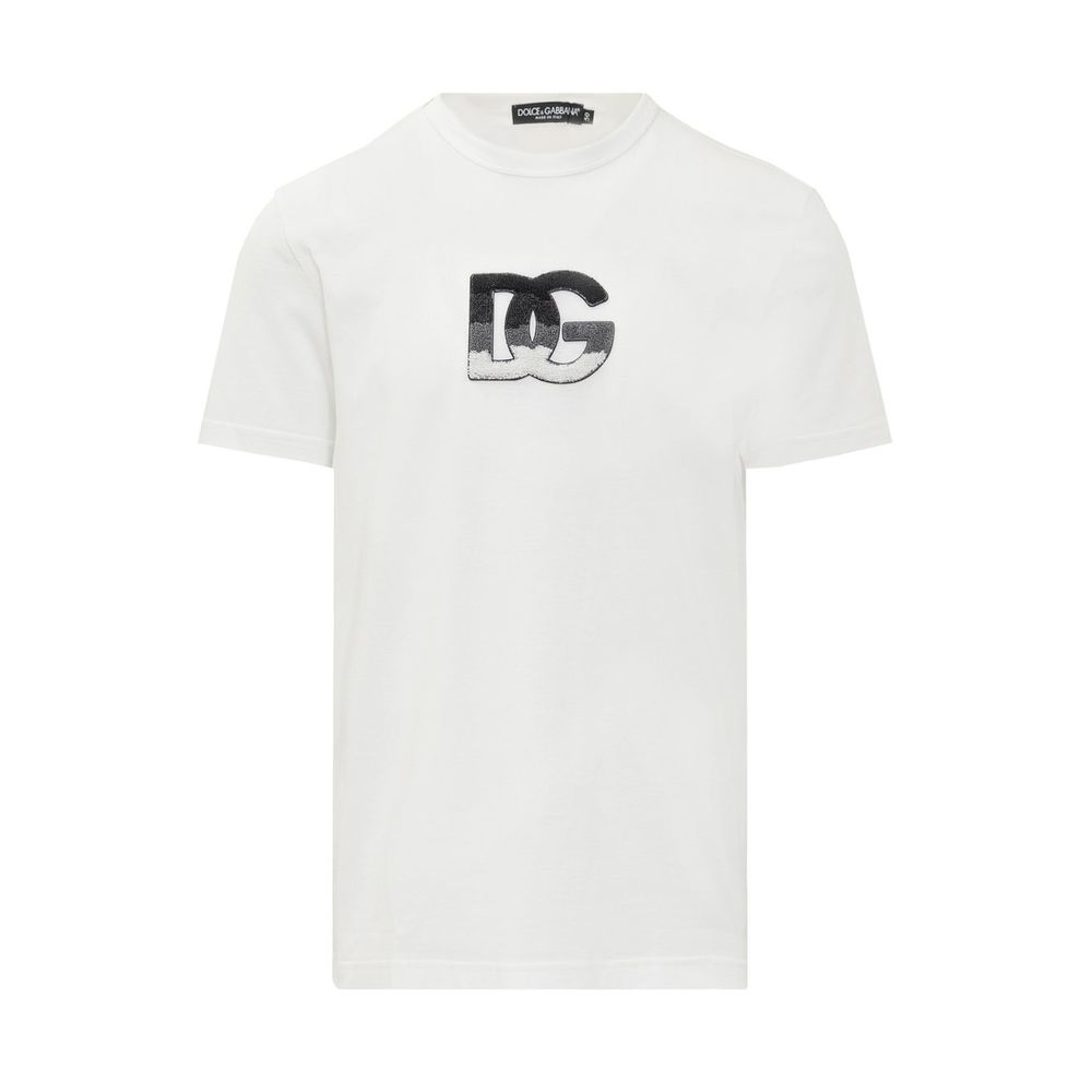 Embossed Logo White Cotton Tee