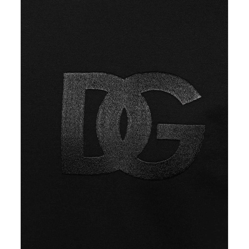 Elegant Black Cotton Embossed Logo Tee