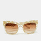 Chic Flesh Pink and Gold Weave Sunglasses