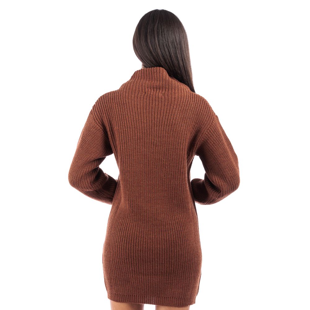 Chic Pearlized Knit Turtleneck Dress