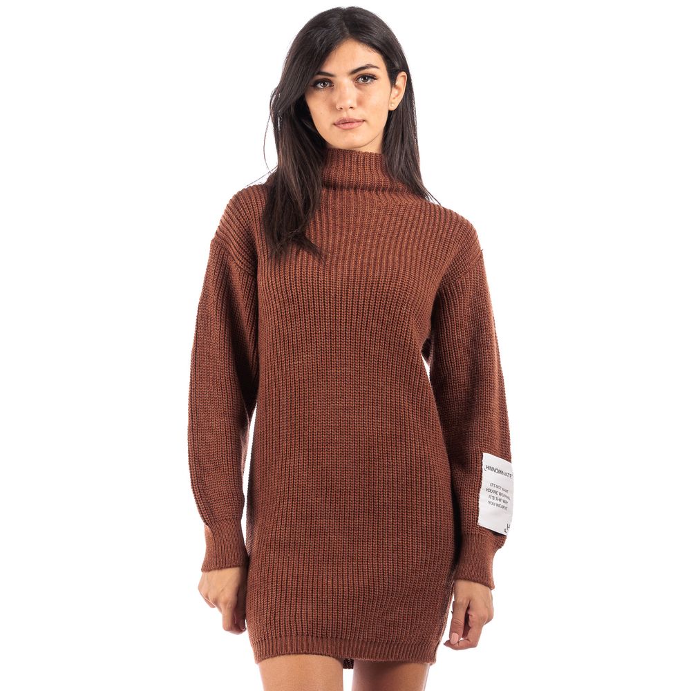 Chic Pearlized Knit Turtleneck Dress