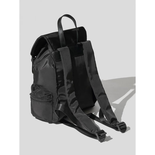 Sleek Black Nylon Backpack with Logo Detail