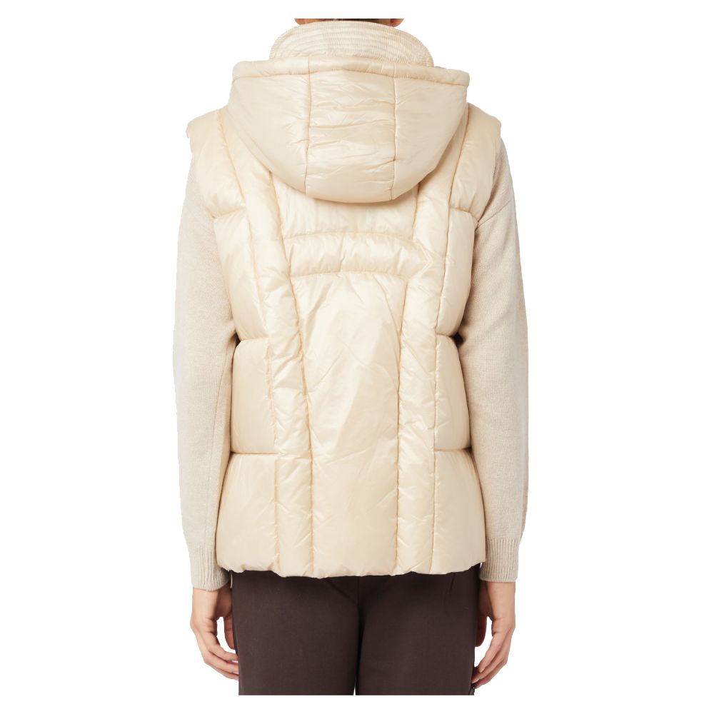 Sleeveless Hooded Down Jacket in Beige