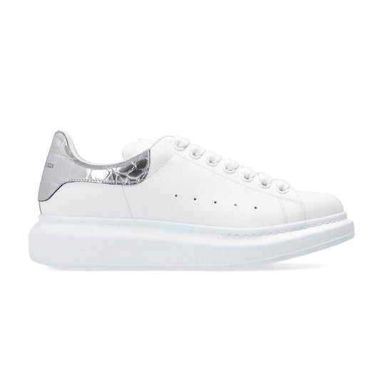 Elegant White Leather Lace-up Sneakers