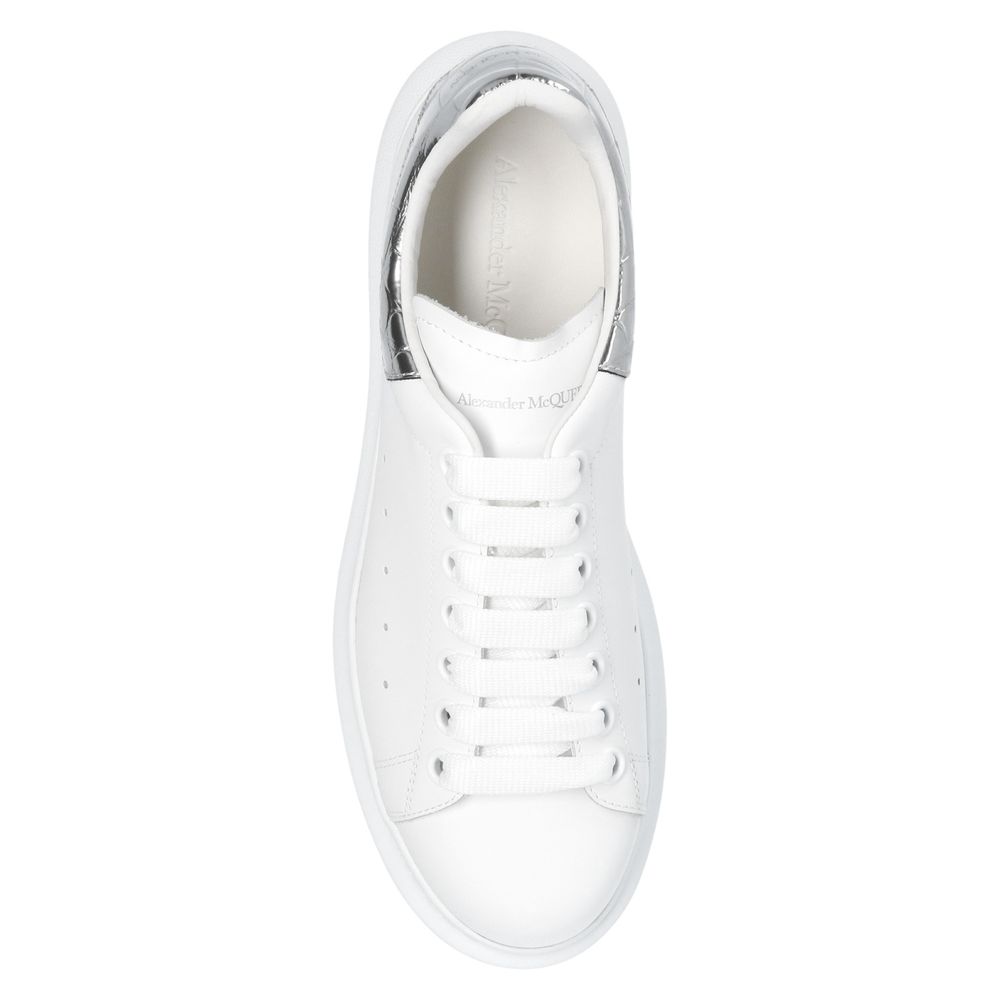 Elegant White Leather Lace-up Sneakers