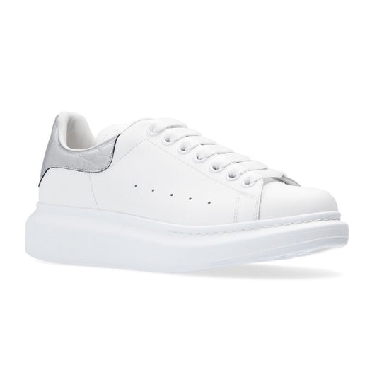 Elegant White Leather Lace-up Sneakers