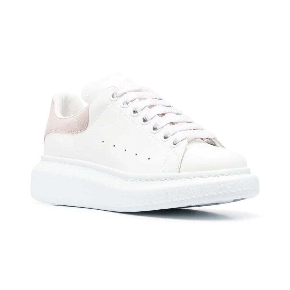 Elegant White Lace-up Leather Sneakers