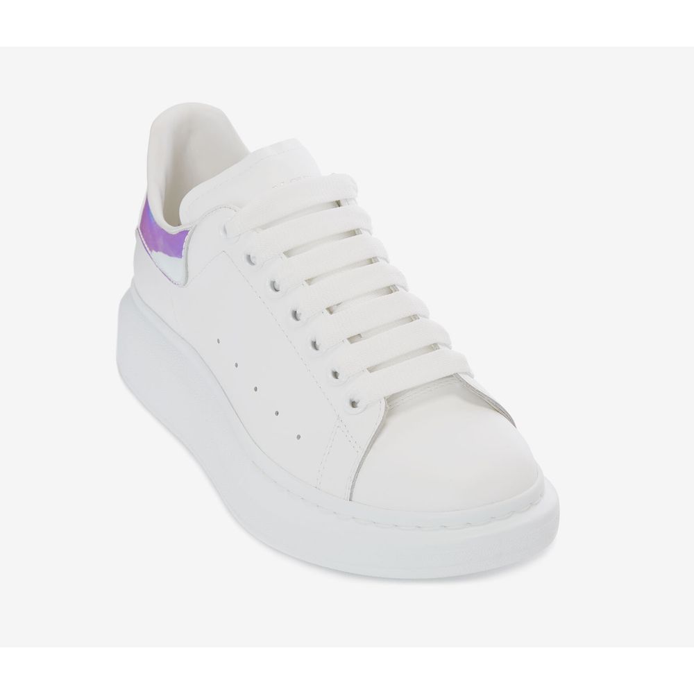 Pearlescent Trimmed White Leather Sneakers