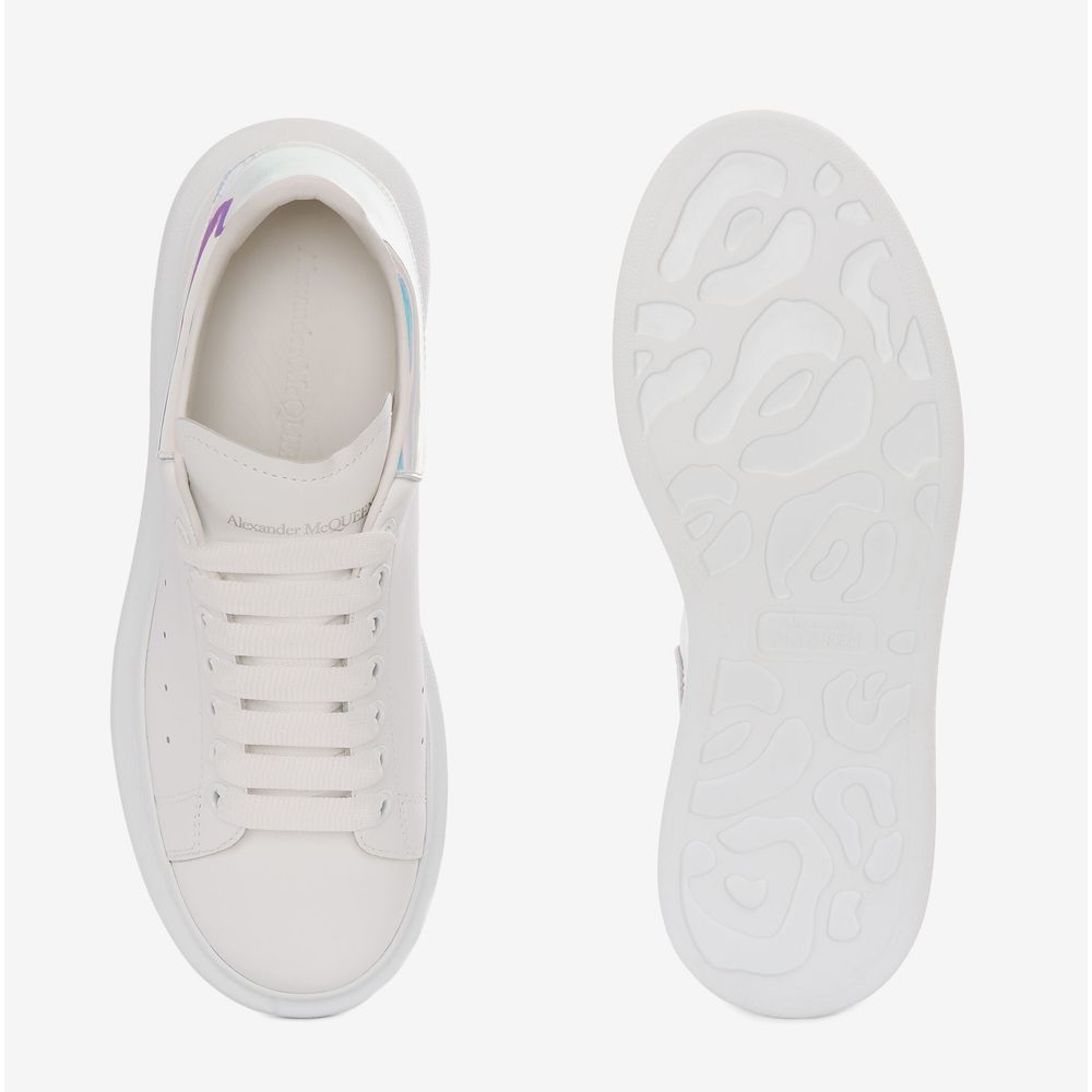 Pearlescent Trimmed White Leather Sneakers