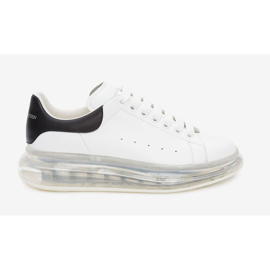 Sleek White Lace-Up Sneakers with Transparent Sole