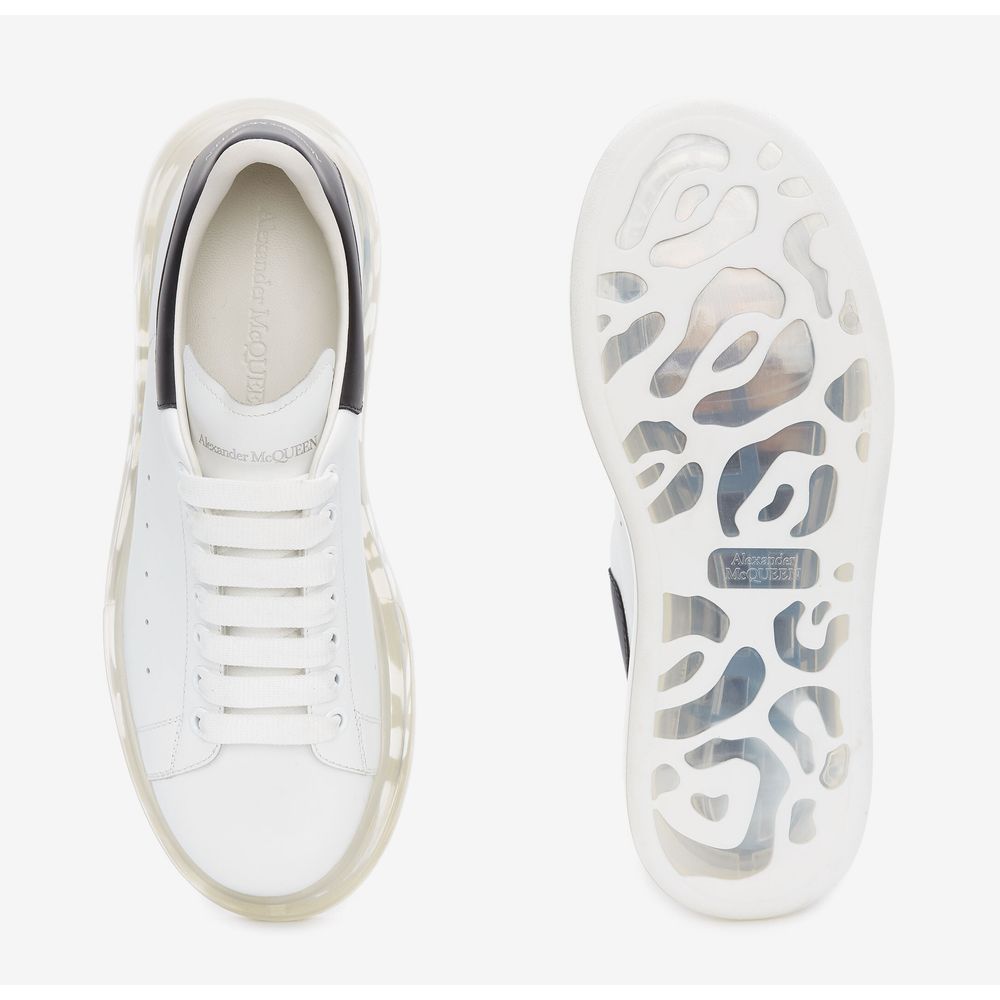 Sleek White Lace-Up Sneakers with Transparent Sole