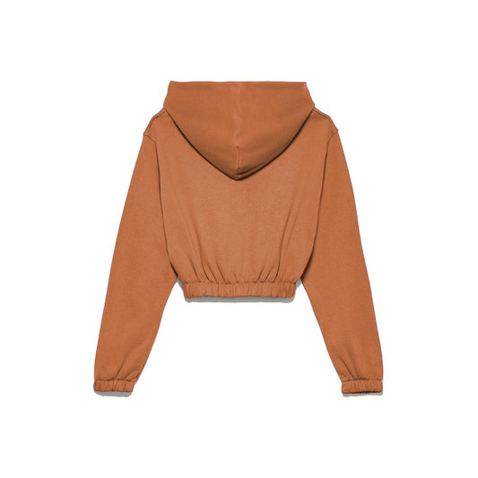 Elegant Brown Short Hooded Sweatshirt