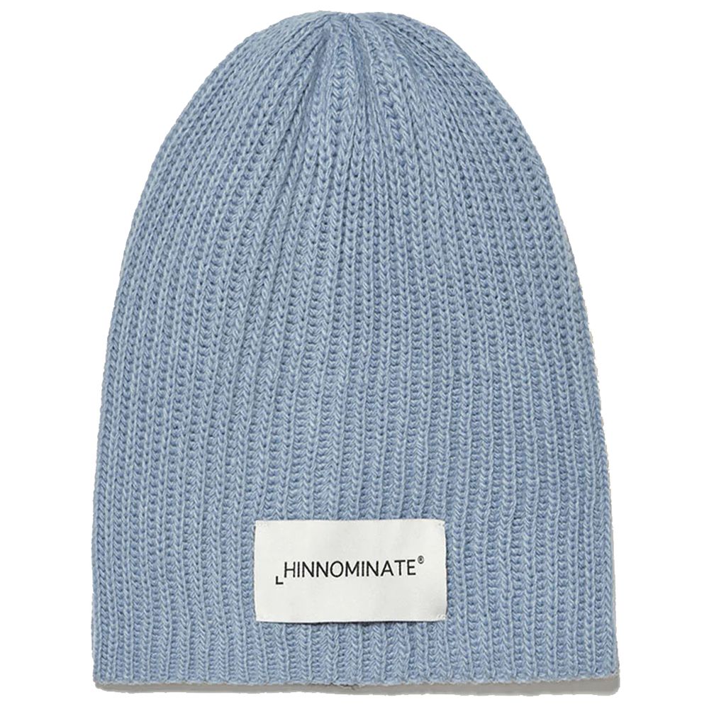 Elegant Light Blue Ribbed Knit Hat