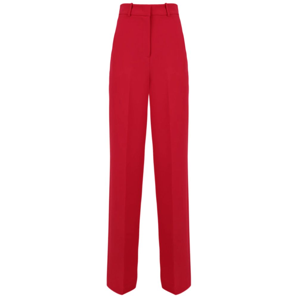 Chic Red Palazzo Trousers with Stretch Fabric