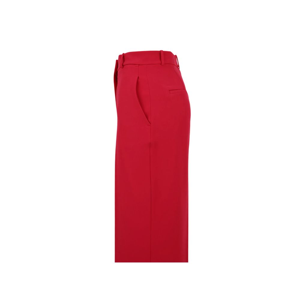 Chic Red Palazzo Trousers with Stretch Fabric