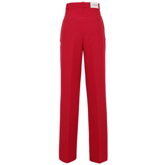 Chic Red Palazzo Trousers with Stretch Fabric