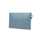 Chic Denim Blue Leather Clutch with Removable Strap