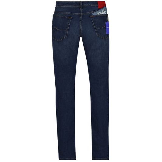 Sleek Dark Blue Slim Fit Denim Elegance