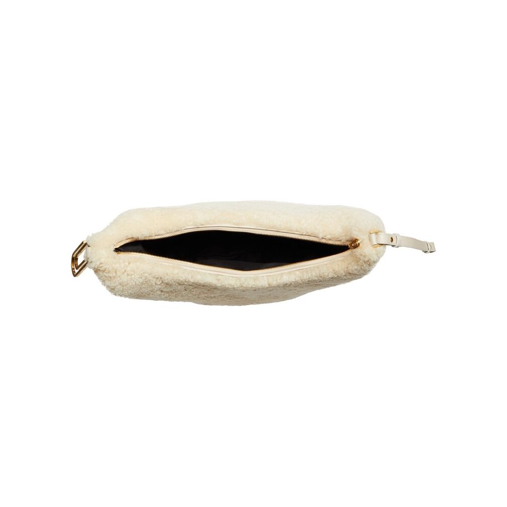 Cream Shearling Wool Chic Shoulder Bag