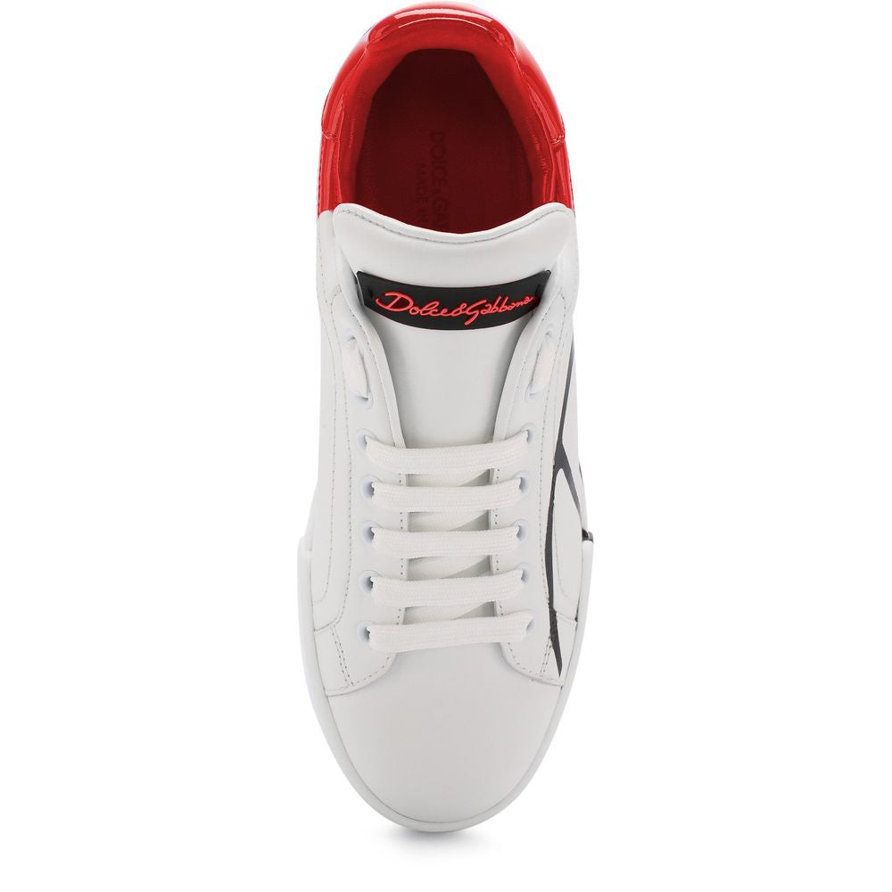 Chic Red Calfskin Leather Sneakers