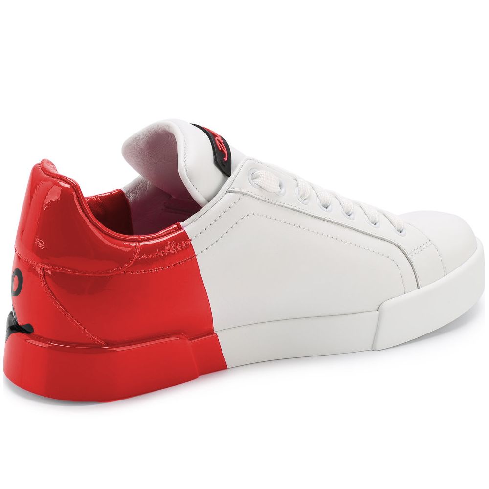 Chic Red Calfskin Leather Sneakers