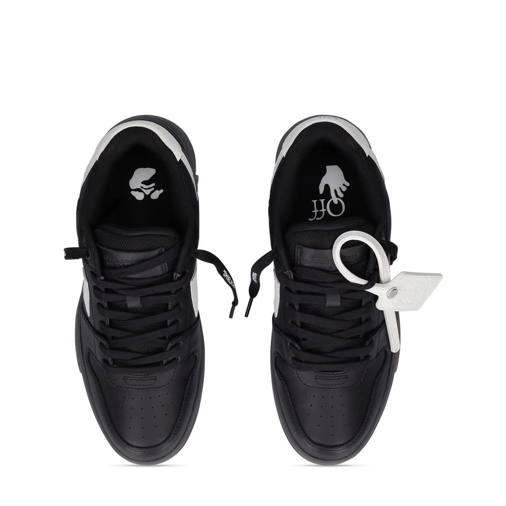 Sleek Black Leather Sneakers with Iconic Design