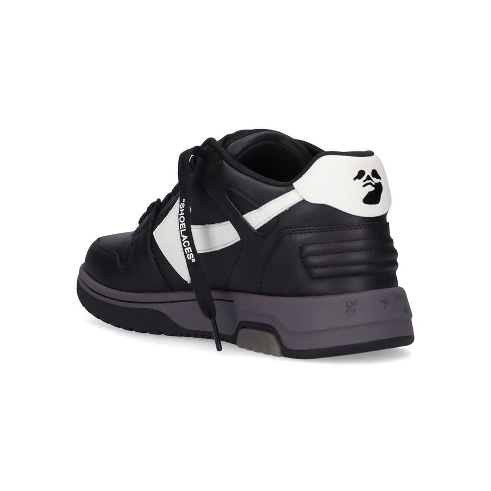 Sleek Black Leather Sneakers with Iconic Design