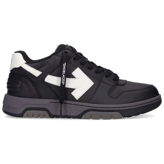 Sleek Black Leather Sneakers with Iconic Design