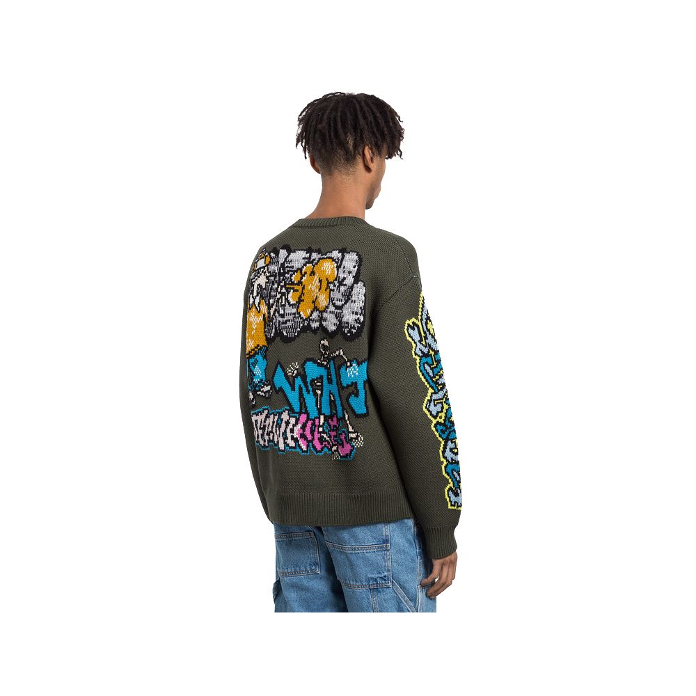 Military-Inspired Wool-Blend Graffiti Sweater