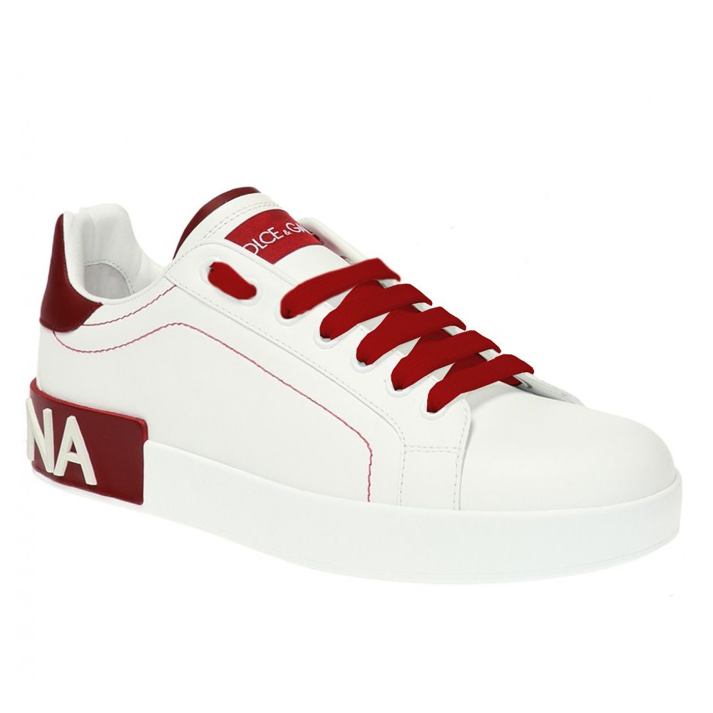 Elegant Red Calfskin Sneakers with Embossed Logo