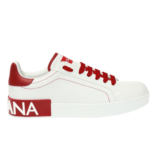 Elegant Red Calfskin Sneakers with Embossed Logo