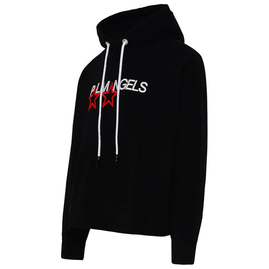 Embossed Logo Cotton Hoodie In Classic Black