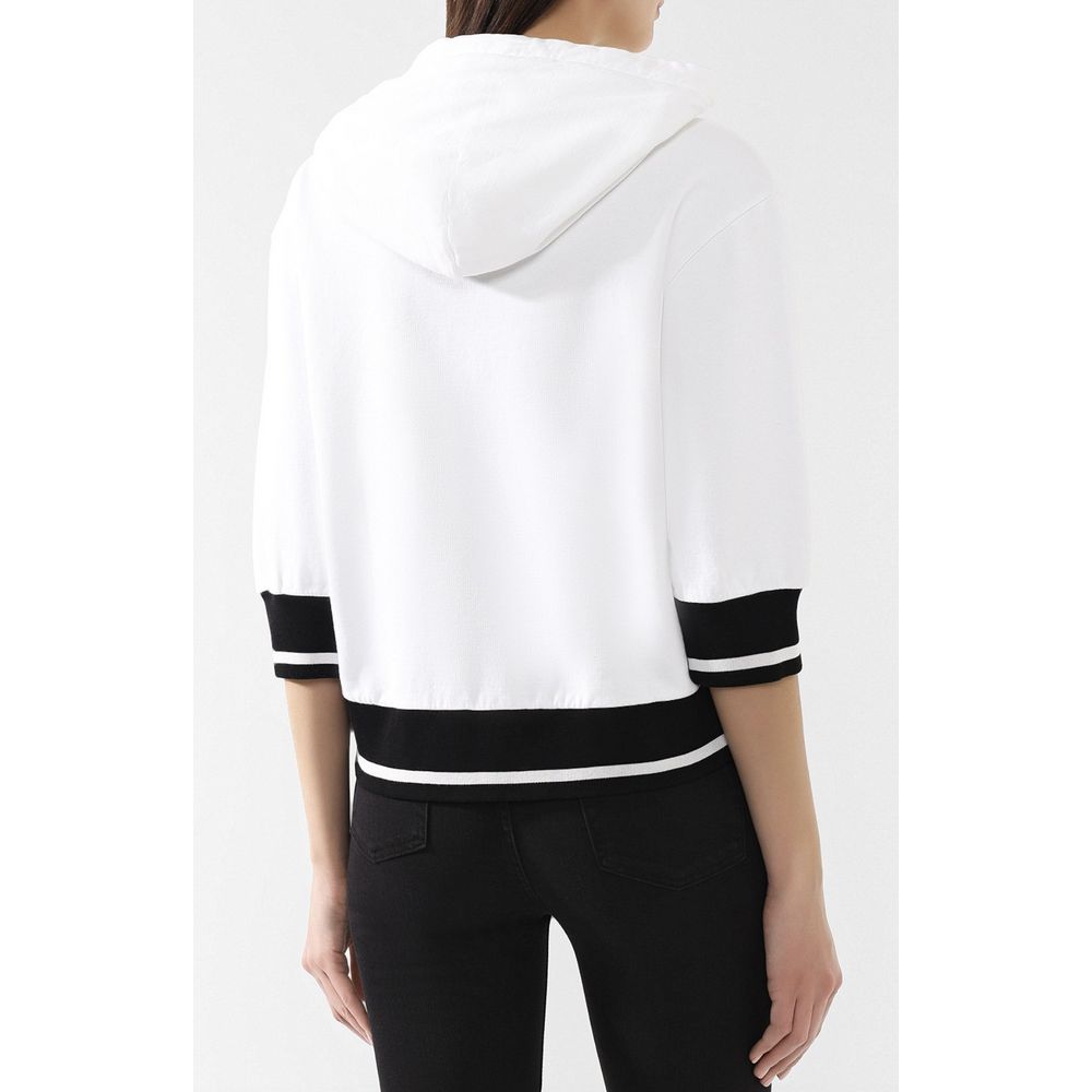 Elegant White Cotton Hoodie - Made in Italy