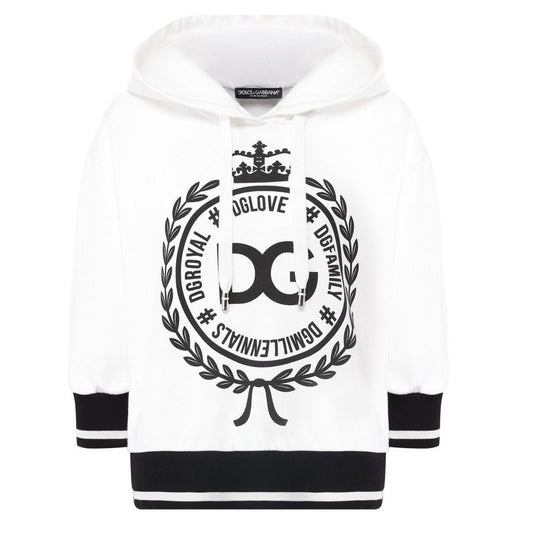 Elegant White Cotton Hoodie - Made in Italy