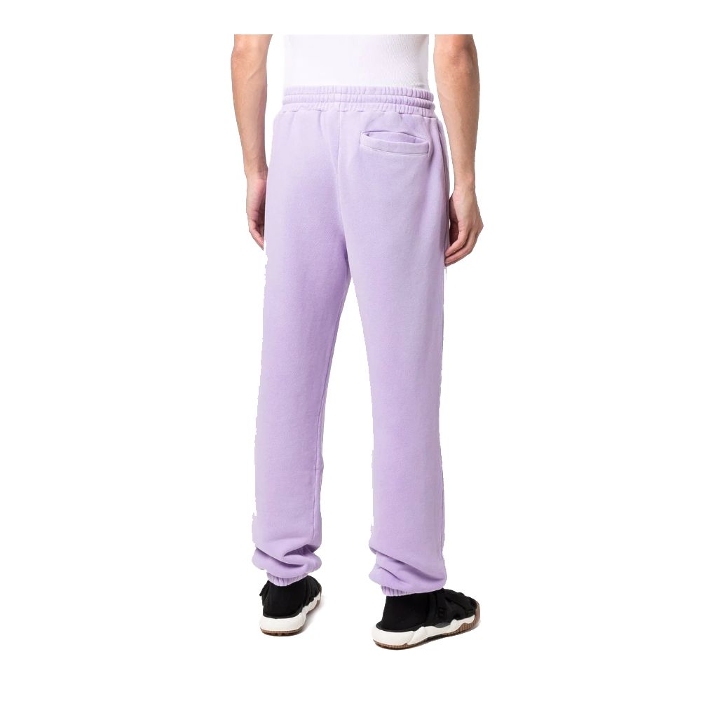 Purple Cotton Tracksuit Trousers with Logo Print