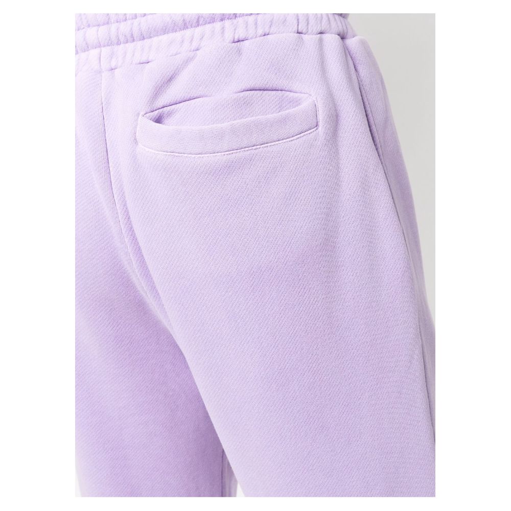 Purple Cotton Tracksuit Trousers with Logo Print