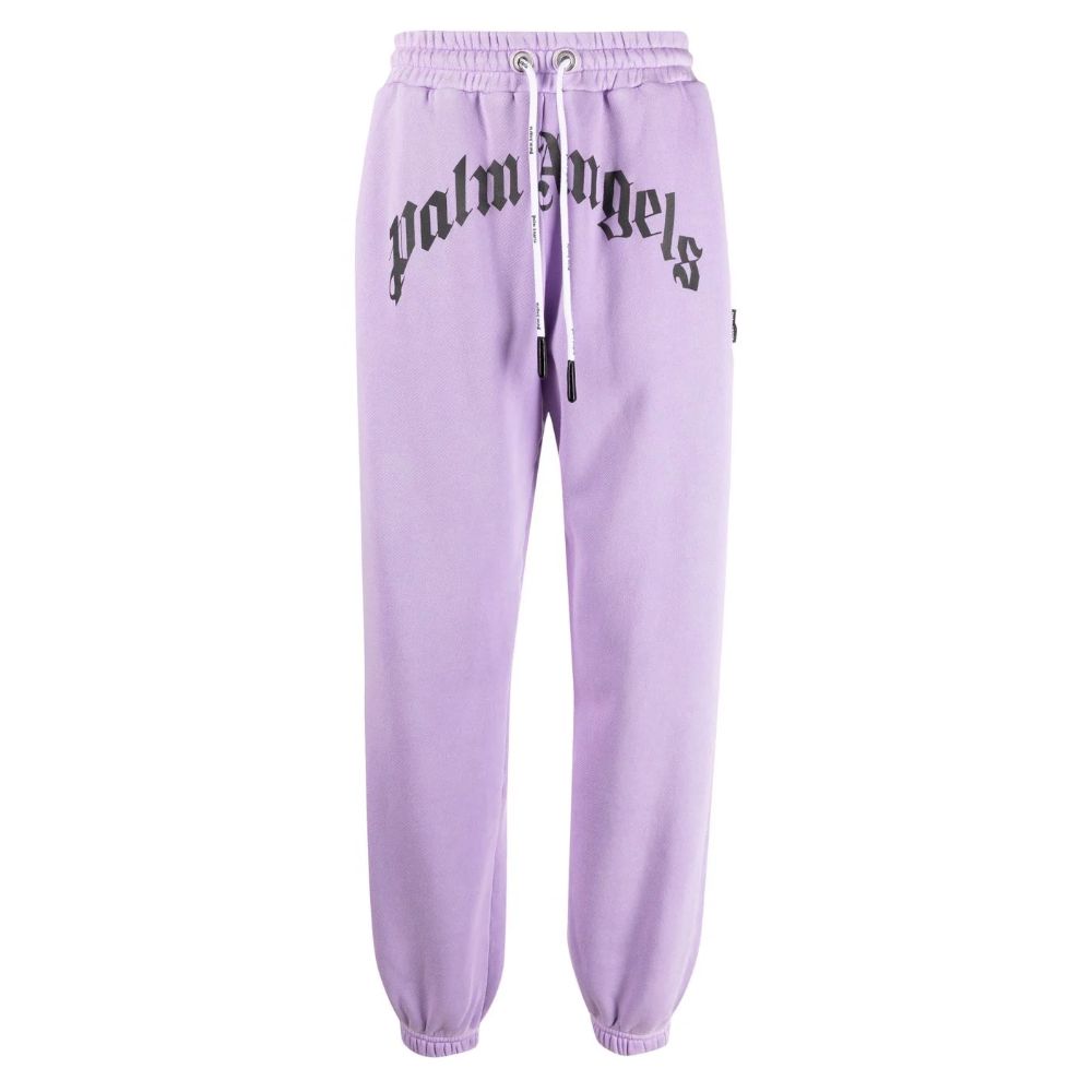 Purple Cotton Tracksuit Trousers with Logo Print