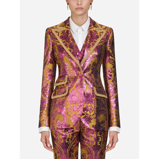 Floral Jacquard Blazer with Metal Fibre Detail