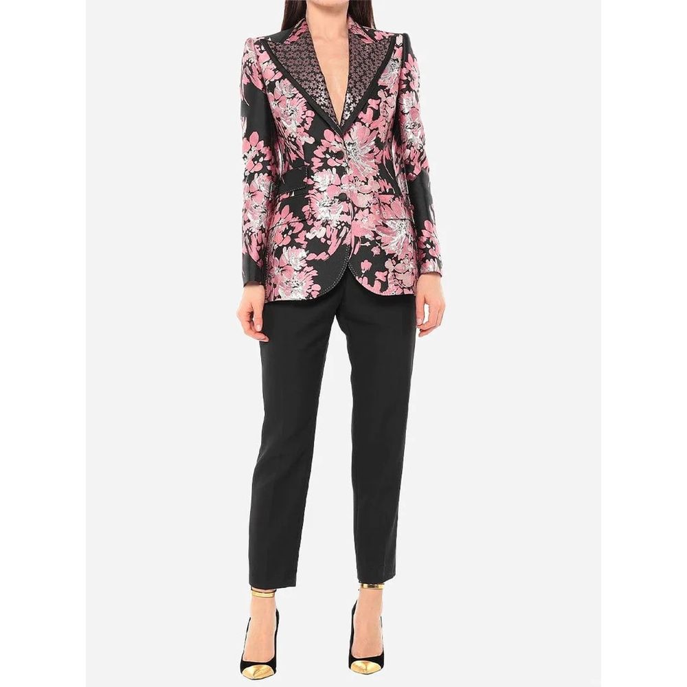 Floral Jacquard Single-Breasted Jacket