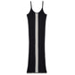 Sleeveless Long Knit Dress with Stripe Detail