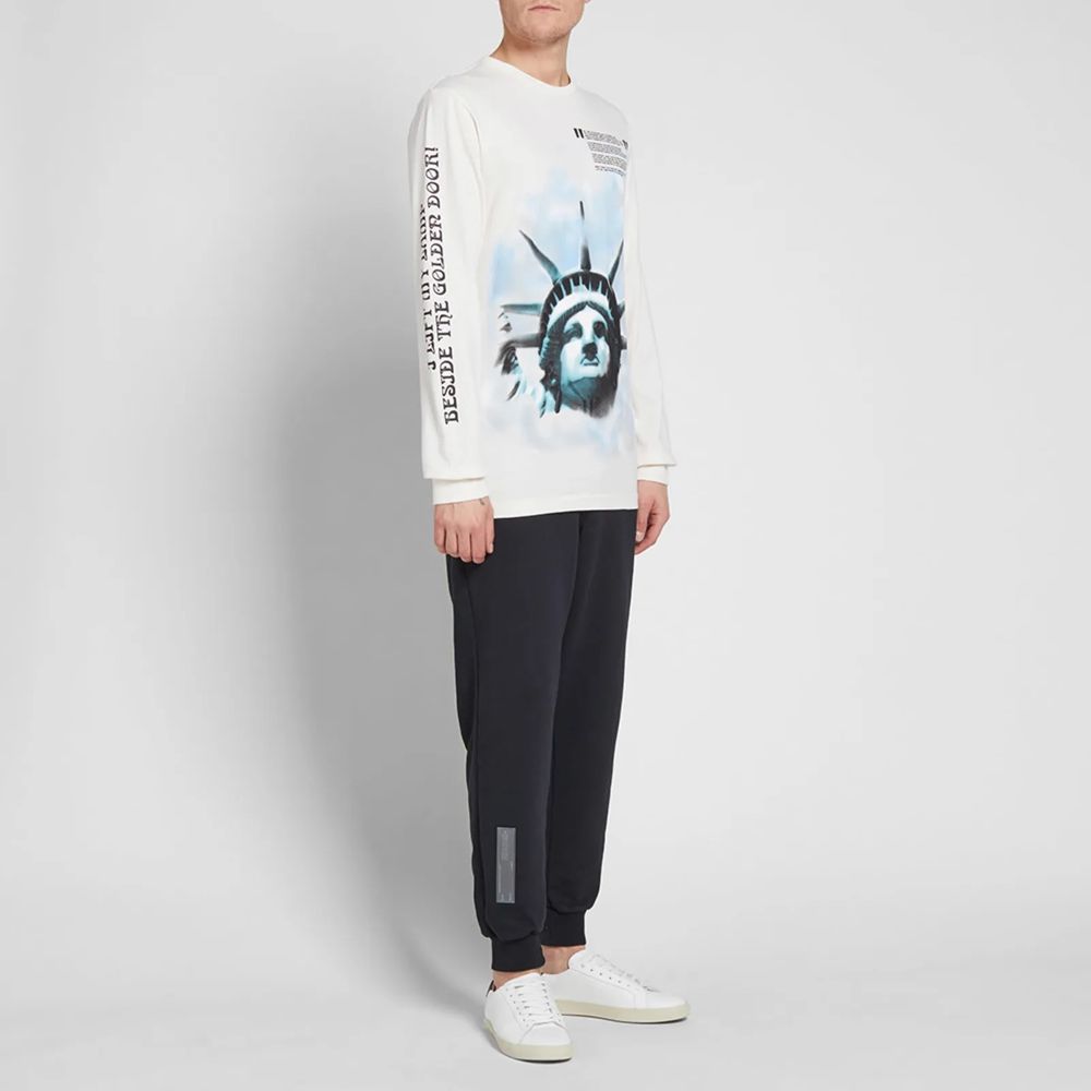 Graffiti Long Sleeve Cotton Tee - Pristine White