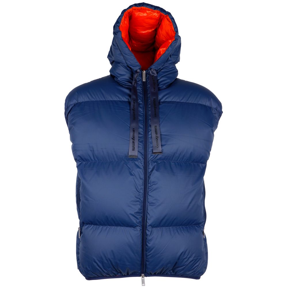 Elegant Sleeveless Blue Down Jacket